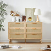 Bellemave® 6 Double Dresser with Rattan Drawers - Bellemave